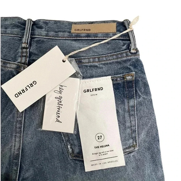 GRLFRND Helena High Rise Straight Leg Jeans Button Fly Raw Hem Premium Size 27 - Picture 9 of 13